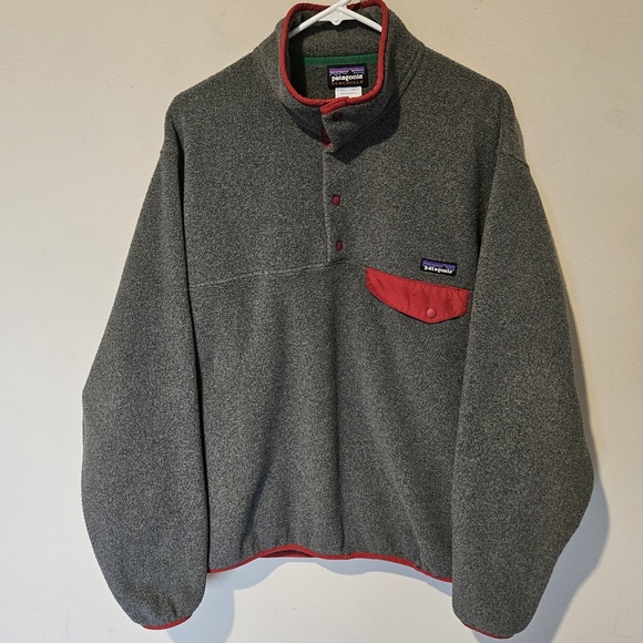 Patagonia Synchilla Snap Button Fleece Pullover - Red & Grey - Size Medi… - Picture 1 of 7
